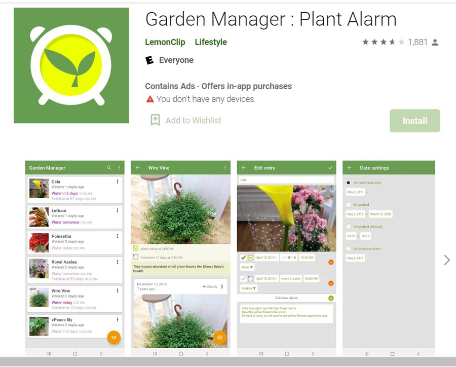 Plant Alarm app