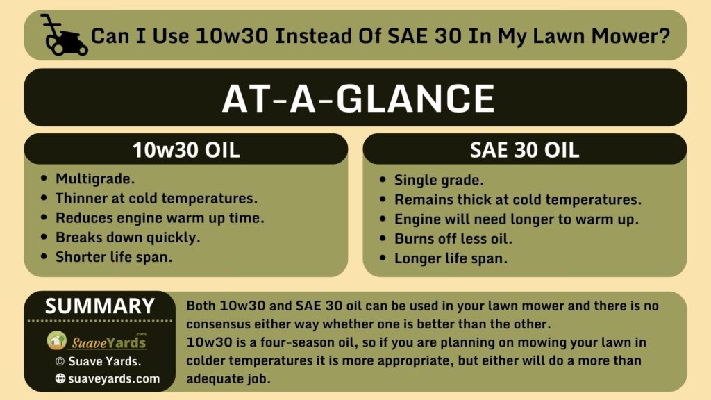 Can I Use 10w30 Instead of SAE 30 In My Lawn Mower Infographic