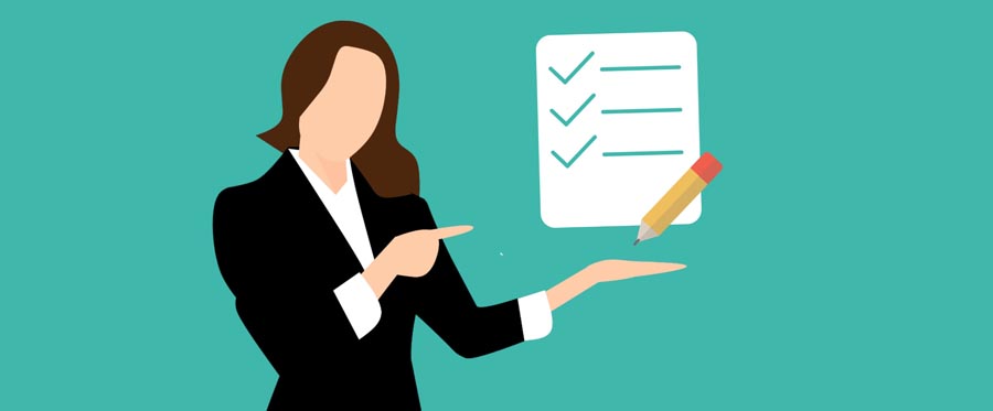 Illustration of lady holding paper with checkboxes
